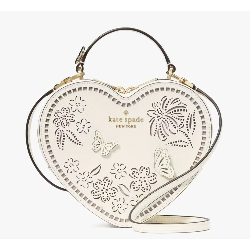NWT $479 Kate Spade Leather Love Shack Perforated Heart Crossbody Purse